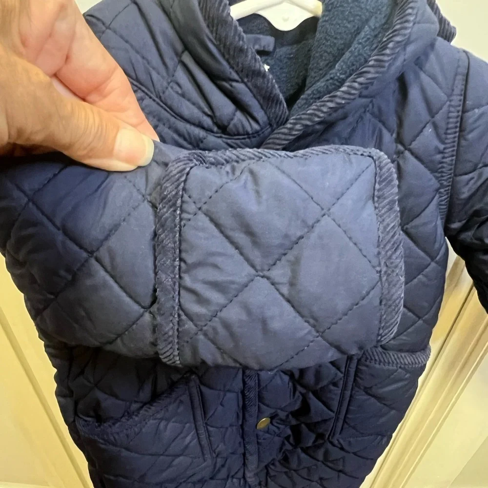 Ralph Lauren Infant Hooded Quilted Coverall Size 6 Months Color Navy Blue